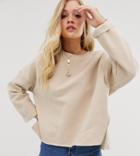 Micha Lounge Oversized Sweatshirt With Brushback Turn Up-beige