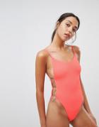 Jaded London Red Crinkle Heart Ring Swimsuit - Red
