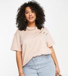 Addias Originals Plus 'logomania' Triple Logo T-shirt In Blush-pink