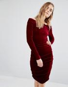 Gestuz Off Shoulder Velvet Dress - Purple
