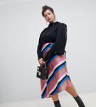 Neon Rose Plus Midaxi Skirt In Luxe Stripe - Multi