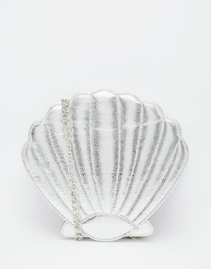 Skinnydip Mermaid Shell Crossbody Bag In Silver - Silver