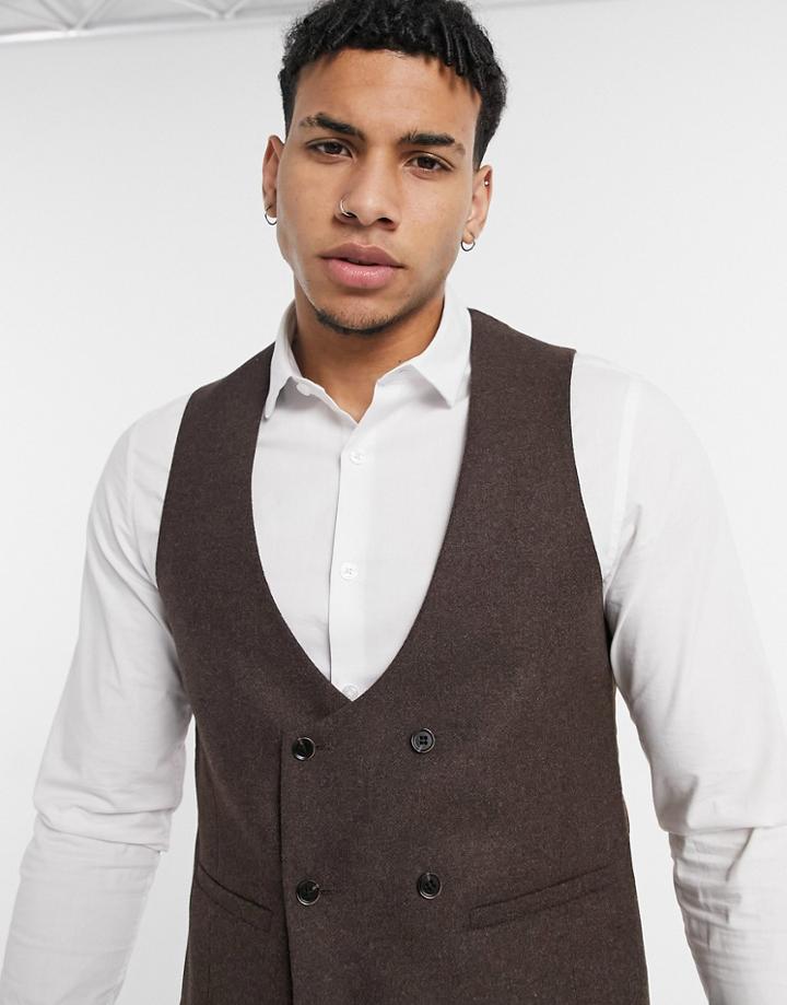 Harry Brown Wedding Wool Mix Slim Fit Double Breasted Shawl Lapel Vest