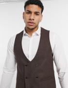 Harry Brown Wedding Wool Mix Slim Fit Double Breasted Shawl Lapel Vest
