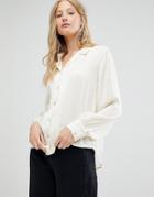 D.ra Margot Open Collar Shirt - White