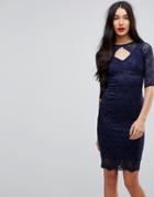 Jessica Wright Cut Out Lace Midi Pencil Dress