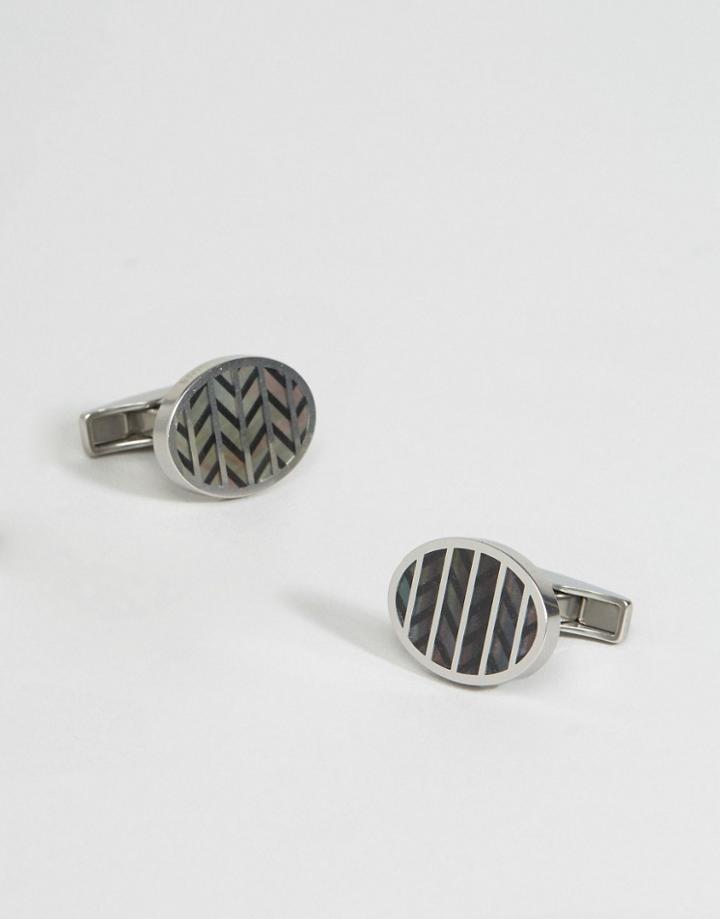 Emporio Armani Herringbone Cufflinks In Silver - Silver