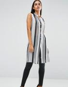 Ax Paris Pinstriped Sleeveless Shirt - Black