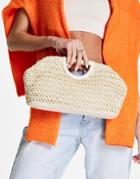 Asos Design Cut Out Grab Clutch In Natural Straw-neutral