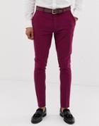 Asos Design Wedding Super Skinny Smart Pants In Magenta - Pink