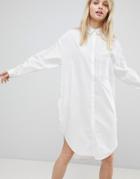 Monki Oversized Shirt Dress - White