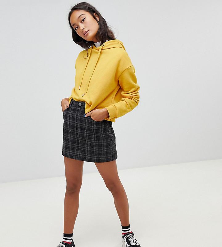 Pull & Bear Check Skirt In Gray-grey