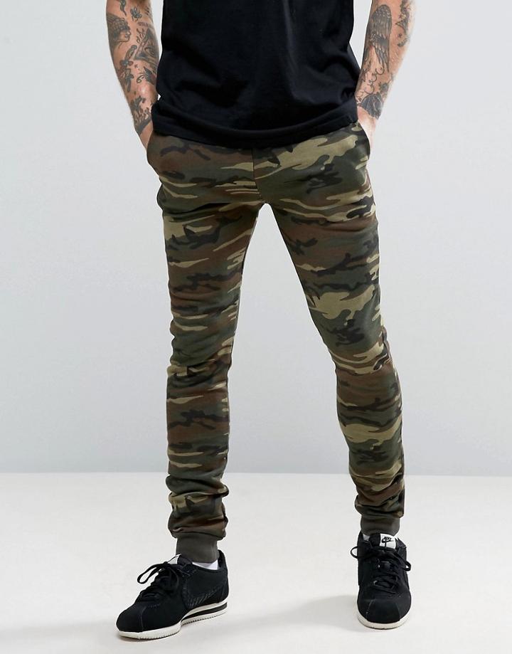 Asos Super Skinny Camo Joggers - Green