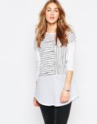 Asos Top In Cutabout Stripe Print - White