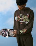 Asos Daysocial Oversized Hoodie With Scribble Print Logo Front And Back Graphic Prints In Brown - Part Of A Set