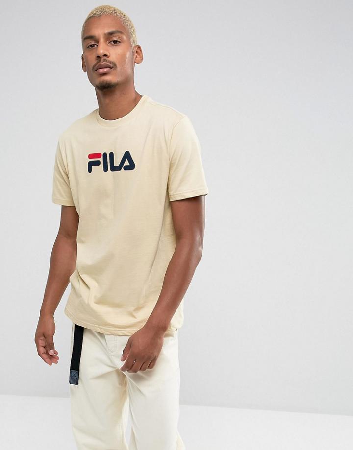Fila Black T-shirt With Retro Logo In Stone - Stone