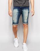 Loyalty & Faith Spray On Denim Short Distressing Tint Wash Jean - Blue
