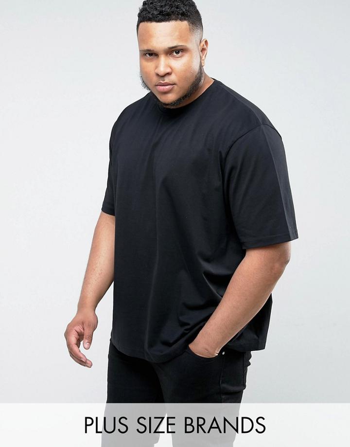 Jacamo Plus T-shirt With Crew Neck In Black - Black