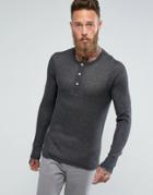 Jack & Jones Vintage Knitted Sweater With Henley Neck In 100% Cotton - Gray