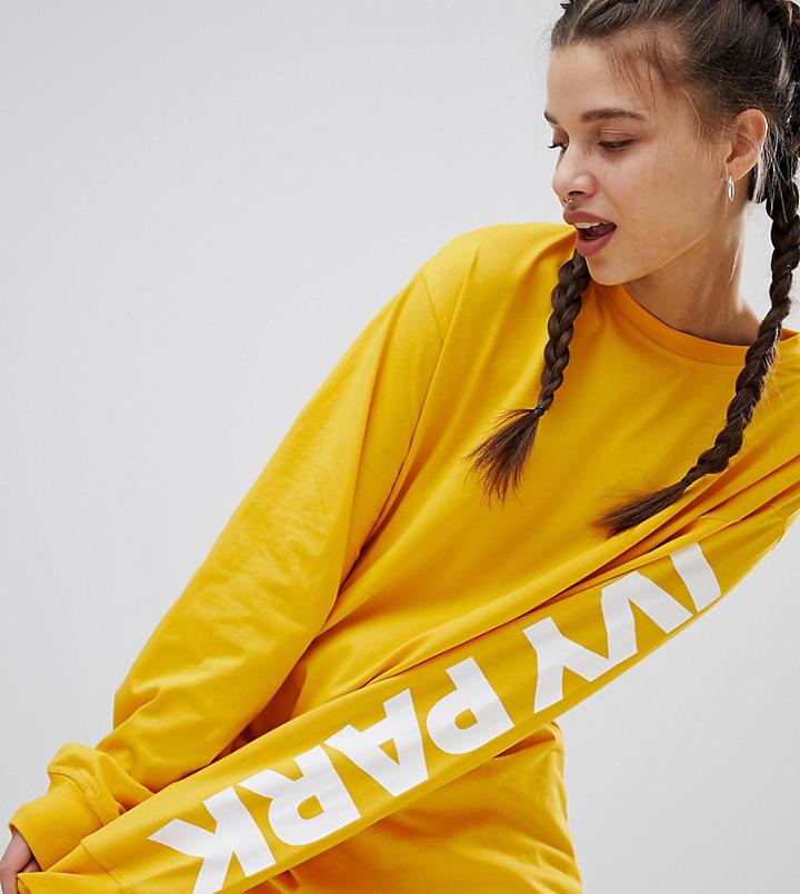 Ivy Park Long Sleeve T-shirt In Yellow - Orange