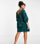Ever New Curve Bow Back Mini Dress In Emerald Green