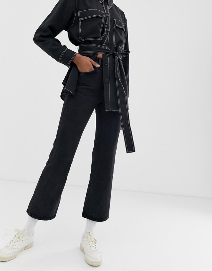 Weekday Mile Bootcut Jeans In Black - Black