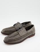 Red Tape Tassel Suede Woven Loafers In Gray