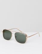 Quay Australia Square Sunglasses With Brow Bar In Gold - Gold