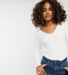 Asos Design Tall Fine Rib Sweater With Cross Back Detail-white