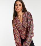 Topshop Tall Ditzy Floral Collar Top-multi