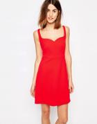 Warehouse Sweatheart Neck Bonded Dress - Pink