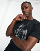 Topman Oversized T-shirt With Sketched Bridge Print In Black