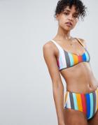 Kikirio Caro Stripe Crop Reversible Bikini Top - Multi