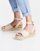 Glamorous Flatform Espadrille Sandals In Beige-neutral