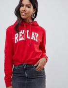 Replay - Logo Cropped Hoodie - Red