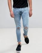 Yourturn Skinny Jeans With Knee Rips - Blue