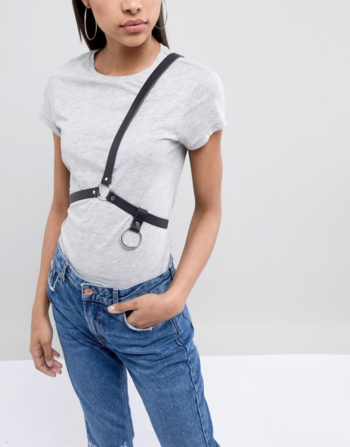 Weekday Leather Harness Belt In Black - Black