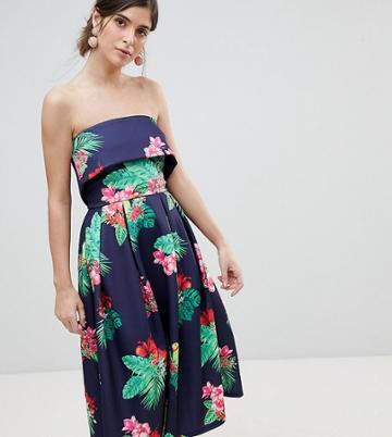 True Violet Bandeau Midi Skater Dress - Multi