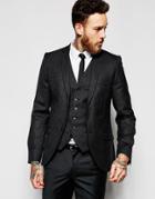 Heart & Dagger Tweed Blazer In Skinny Fit - Black