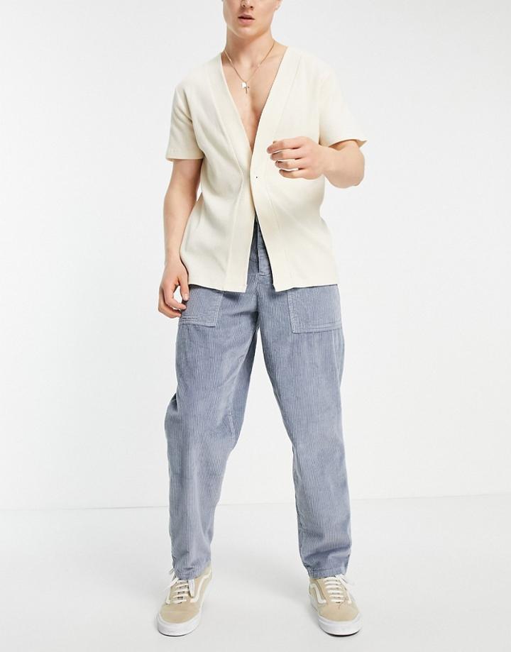Asos Design Chunky Cord Pants In Balloon Fit In Gray-grey