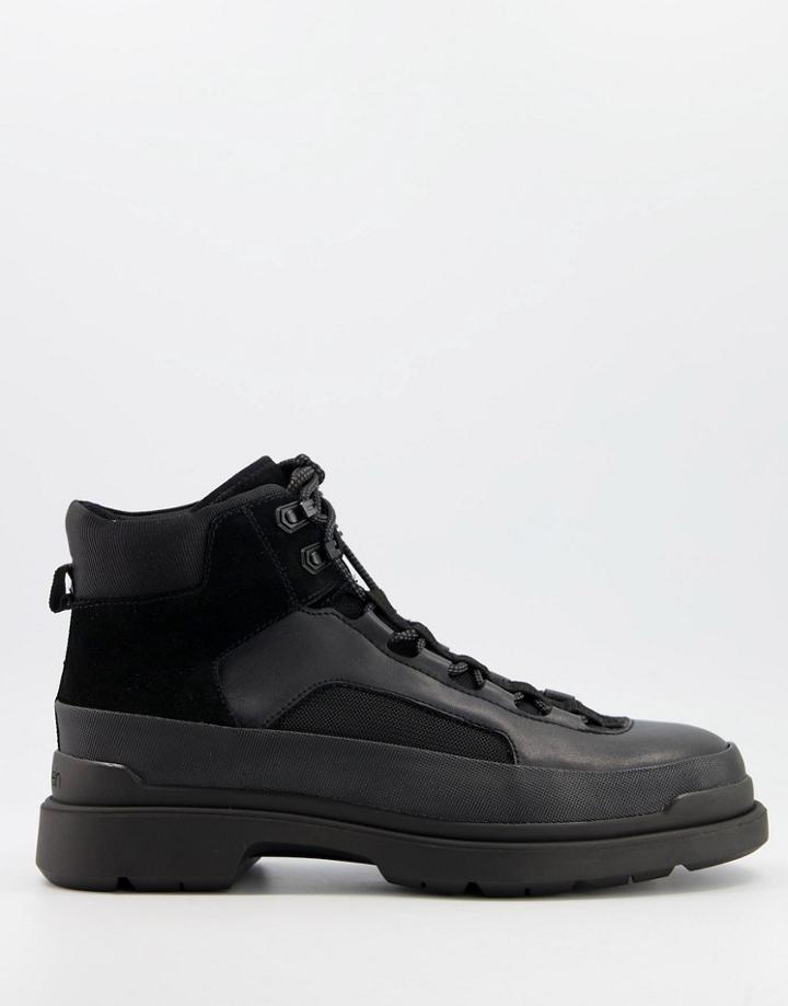 Calvin Klein Sheffield Lace Up Boots In Black