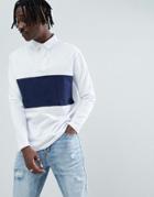 Asos Design Relaxed Fit Rugby Polo With Long Sleeves And Contrast Panel - Multi