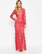 Body Frock Alexis Maxi Dress In Lace - Strawberry