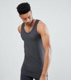 Asos Design Tall Longline Muscle Tank In Gray - Gray