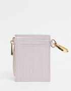 Asos Design Coin Purse And Cardholder With Dogclip In Lilac Croc-purple