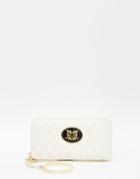 Love Moschino Large Quilted Zip Around Purse - Cream
