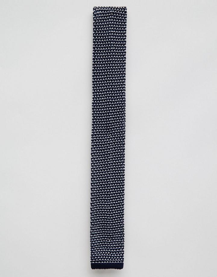 Asos Wedding Knitted Tie In Navy - Navy