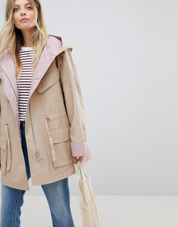 Asos Waterfall Parka With Contrast Liner - Multi