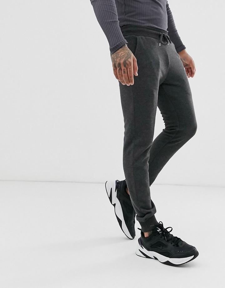 Asos Design Skinny Sweatpants In Charcoal