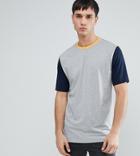 Asos Tall Relaxed Fit T-shirt With Contrast Sleeves And Neck Trim - Multi